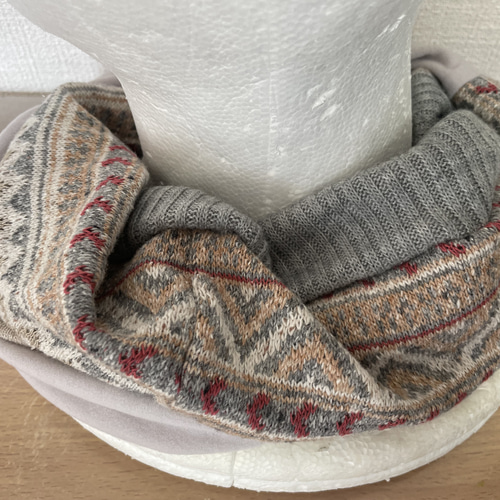パッチワークゆったりノルディックべべージュ&グレーハンドメイド 