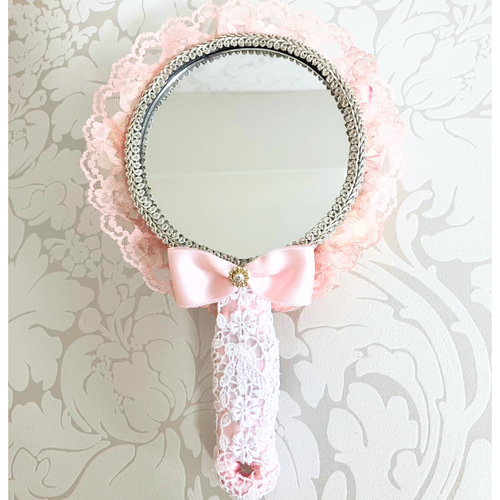 ピンクレース 楽屋ミラー 小サイズ 楽屋グッズ 楽屋用品 バス・トイレ