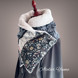 裏フワフワで和柄デニムのネックウォーマー ネックウォーマー にこのん