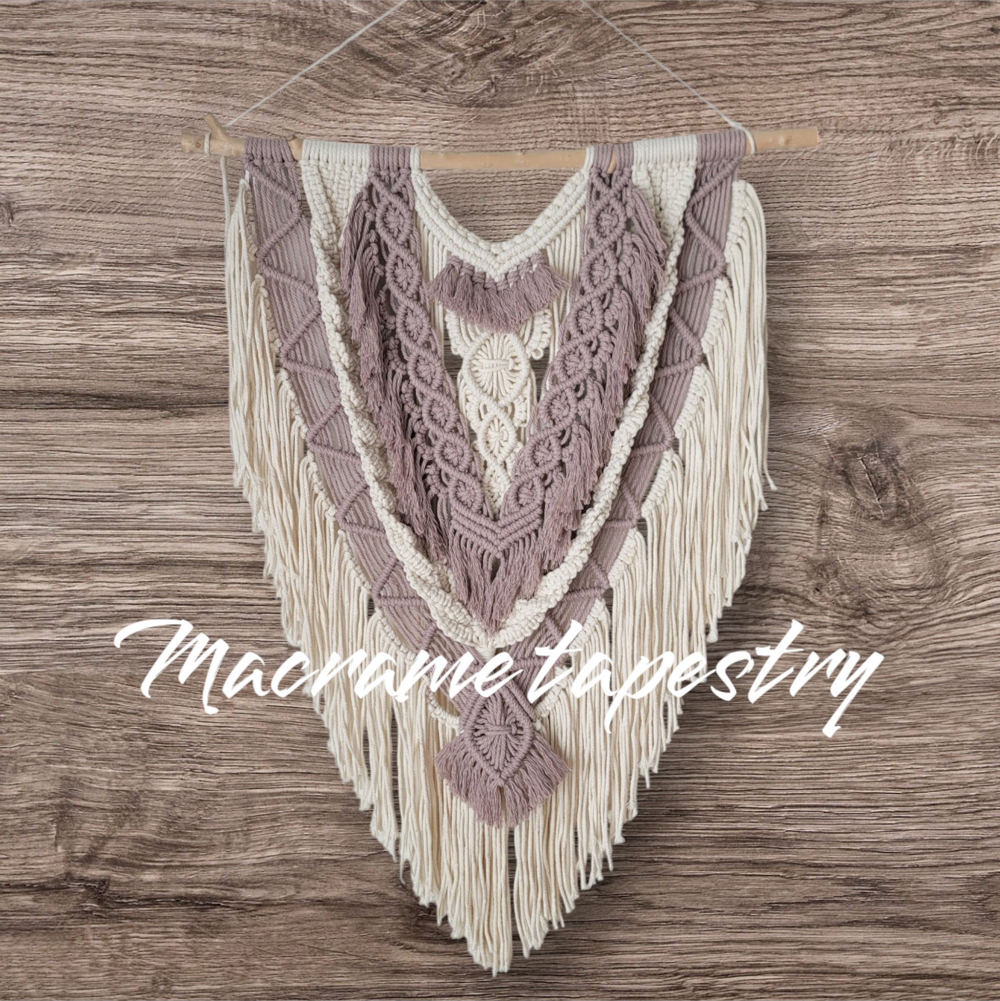 流木マクラメタペストリー☆パールグレー