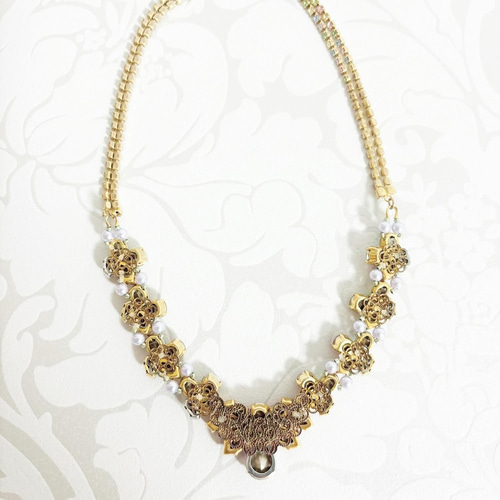 ♡ハンドメイド♡ビジューネックレス ビジュー ネックレス マルチカラー 結婚式 舞台 お呼ばれ