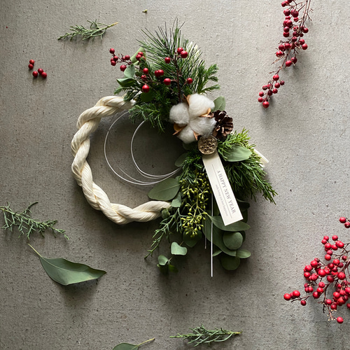 年内お届け可】【即日発送】ホワイトお正月飾り クリスマスから飾れる