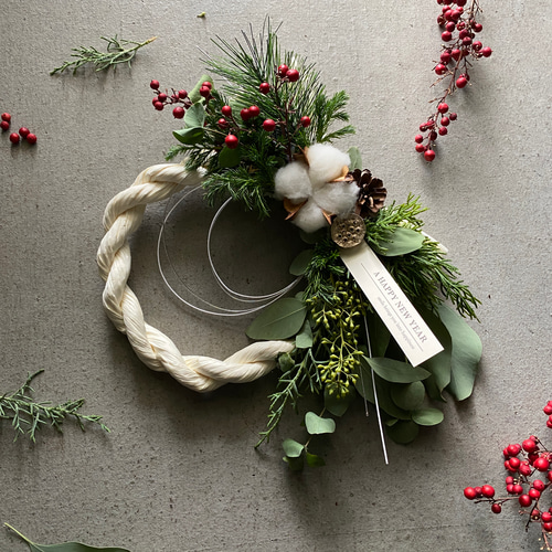 超早割お正月飾り】ホワイトお正月飾り クリスマスから飾れるしめ飾り