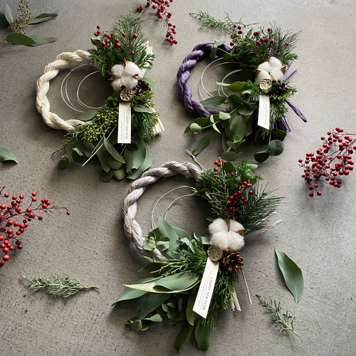 超早割お正月飾り】 ホワイトお正月飾り クリスマスから飾れるしめ飾り