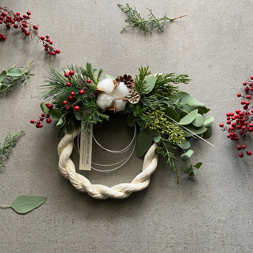 超早割お正月飾り】 ホワイトお正月飾り クリスマスから飾れるしめ飾り