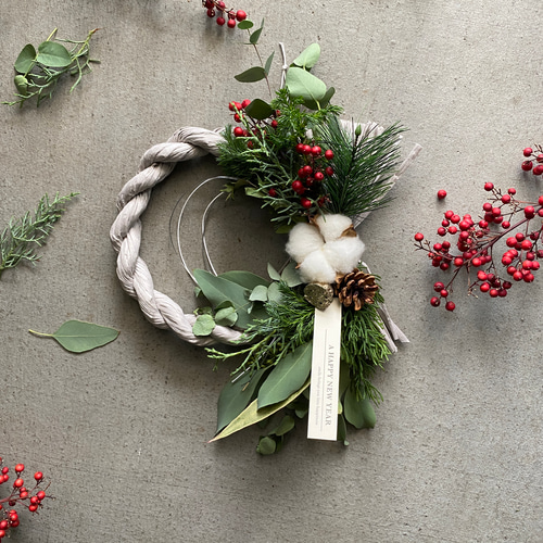 超早割お正月飾り】 グレーお正月飾り クリスマスから飾れるしめ飾り