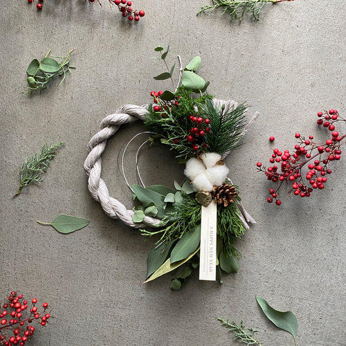 年内お届け可】【即日発送】グレーお正月飾り クリスマスから飾れる