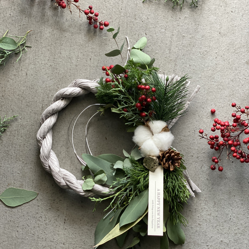 超早割お正月飾り】 グレーお正月飾り クリスマスから飾れるしめ飾り