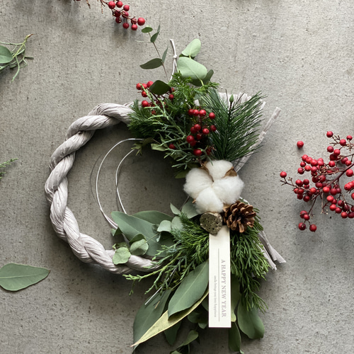 超早割お正月飾り】 グレーお正月飾り クリスマスから飾れるしめ飾り