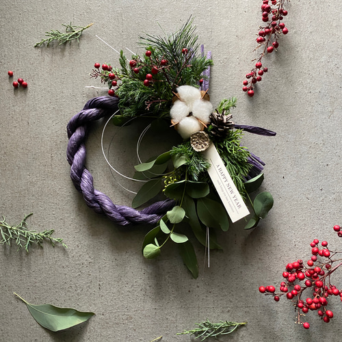 超早割お正月飾り】 あずきパープルお正月飾り クリスマスから飾れる