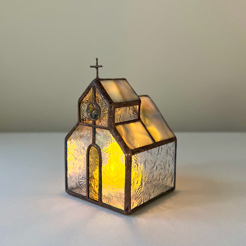 ステンドグラス 教会型LEDキャンドルホルダー（再販） キャンドル