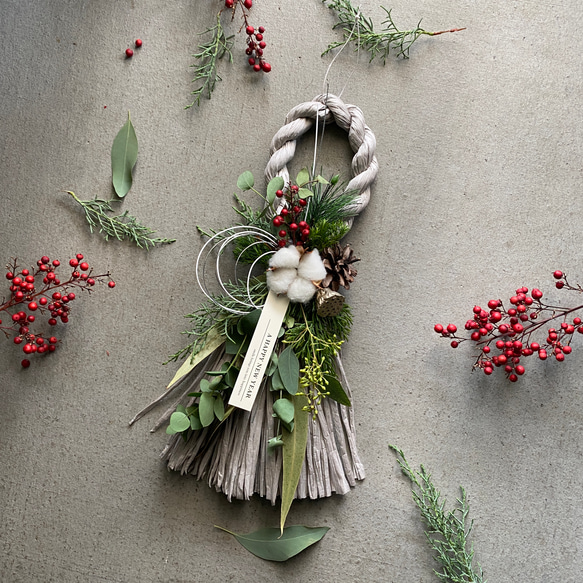 年内お届け可】【即日発送】グレーお正月飾り クリスマスから飾れる