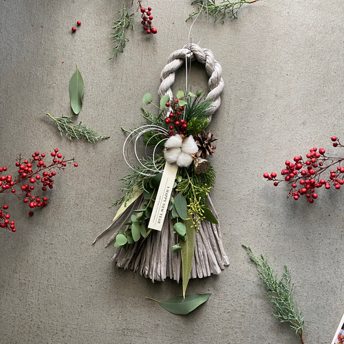 超早割お正月飾り】 グレーお正月飾り クリスマスから飾れるしめ飾り