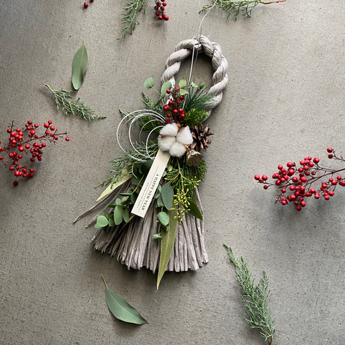 年内お届け可】【即日発送】グレーお正月飾り クリスマスから飾れる