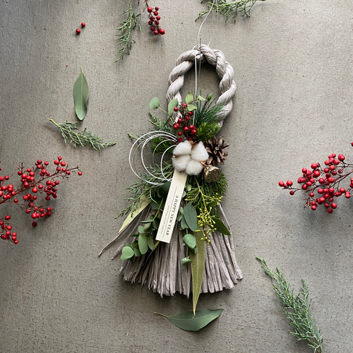 超早割お正月飾り】 グレーお正月飾り クリスマスから飾れるしめ飾り