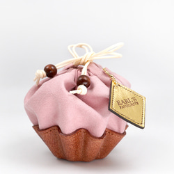 カップケーキな巾着ポーチ（さくら／抹茶） 3枚目の画像