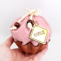 カップケーキな巾着ポーチ（さくら／抹茶） 2枚目の画像