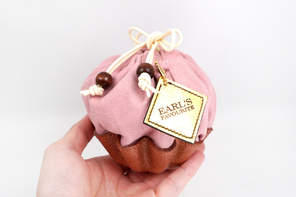 カップケーキな巾着ポーチ（さくら／抹茶） 2枚目の画像