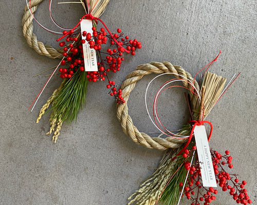 受注制作　宅急便　フレッシュ南天のしめ縄　節分に向けてリースに変更可能 dd201bb757cf841e8de368d6f9965c