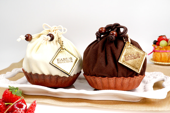 タルトな巾着ポーチ（クリーム／チョコ） 1枚目の画像