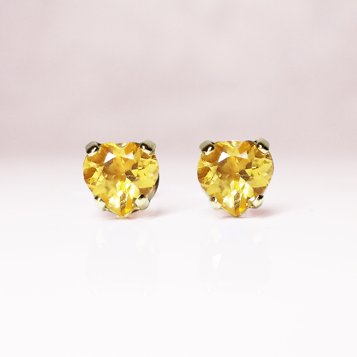 黄金のハート。シトリンのピアス　[送料無料]