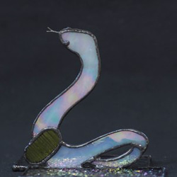 干支シリーズ「巳」ステンドグラス、白蛇、置物、ガラス、巳年 4枚目の画像