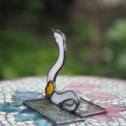 干支シリーズ「巳」ステンドグラス、白蛇、置物、ガラス、巳年 9枚目の画像