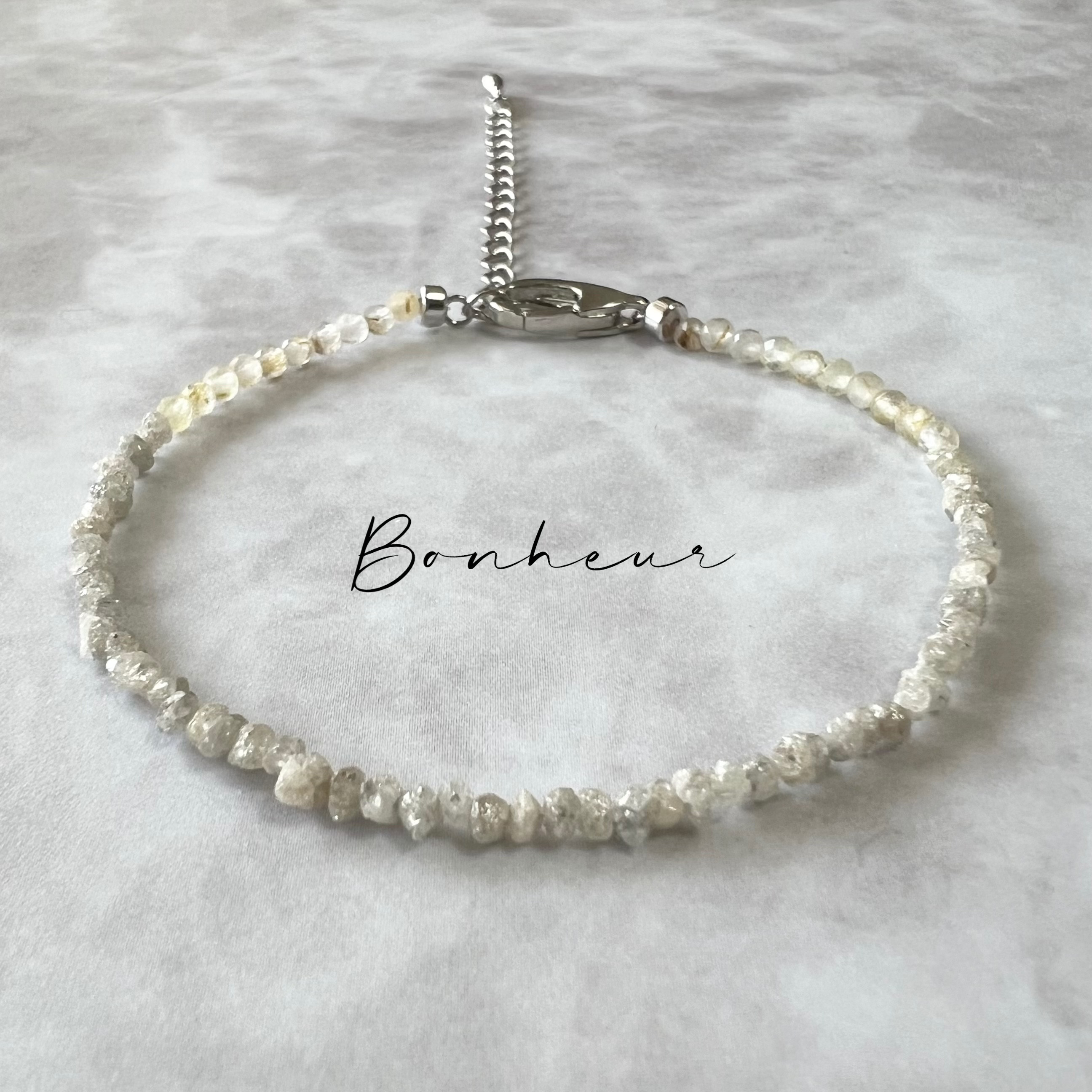 【ブレスレット】天然石✨イエロールチル・ホワイトダイヤモンド✨