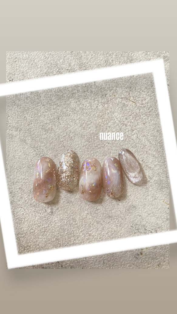 天然石ネイル ニュアンスネイル ミラーネイル ネイルチップオーダー ニュアンス天然石ネイル- ネイルチップ専門店ミチネイル