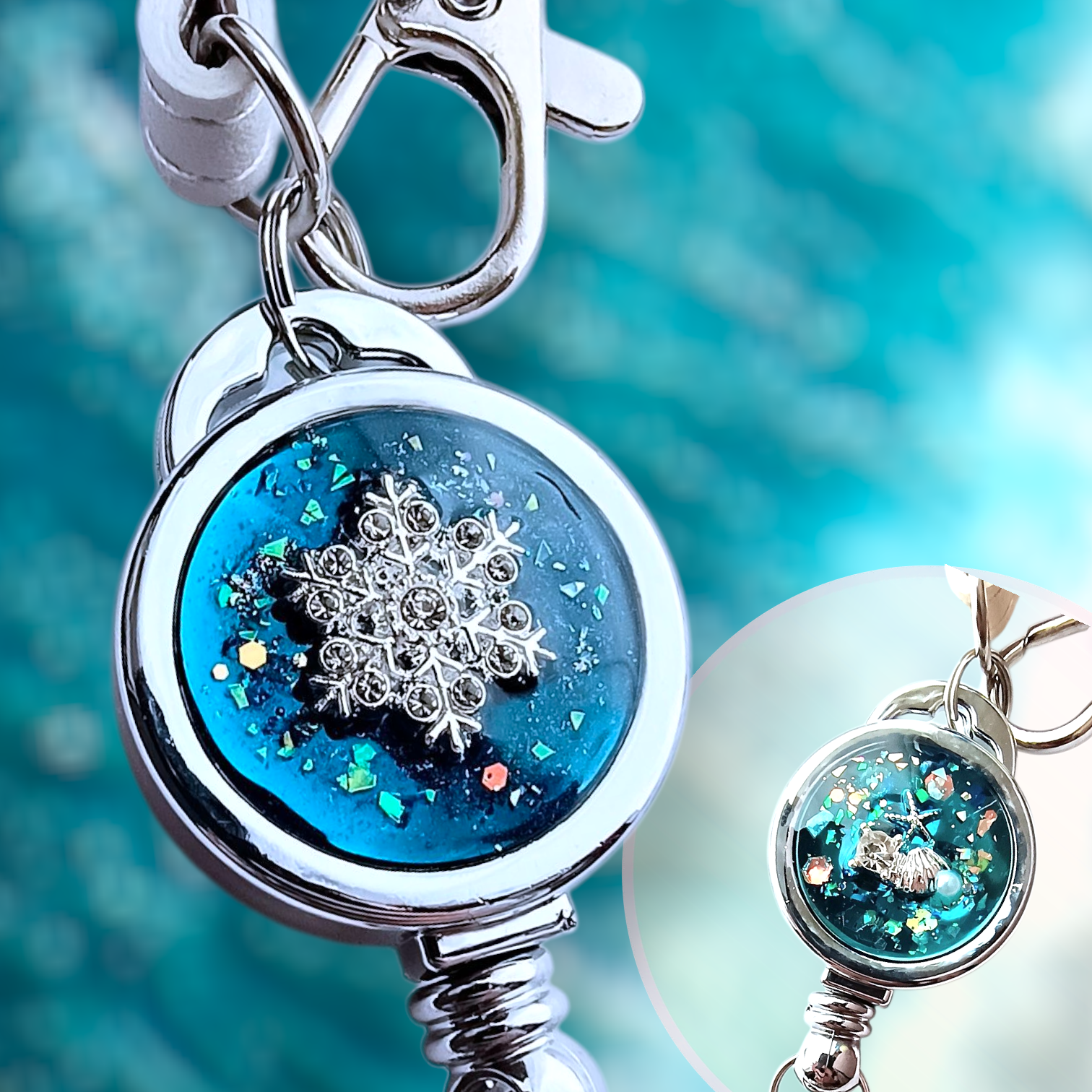 ☆雪の結晶☆三日月とシマエナガ　他レジンキーホルダー計14点 ☆雪の結晶☆三日月とシマエナガ 他レジンキーホルダー計14点