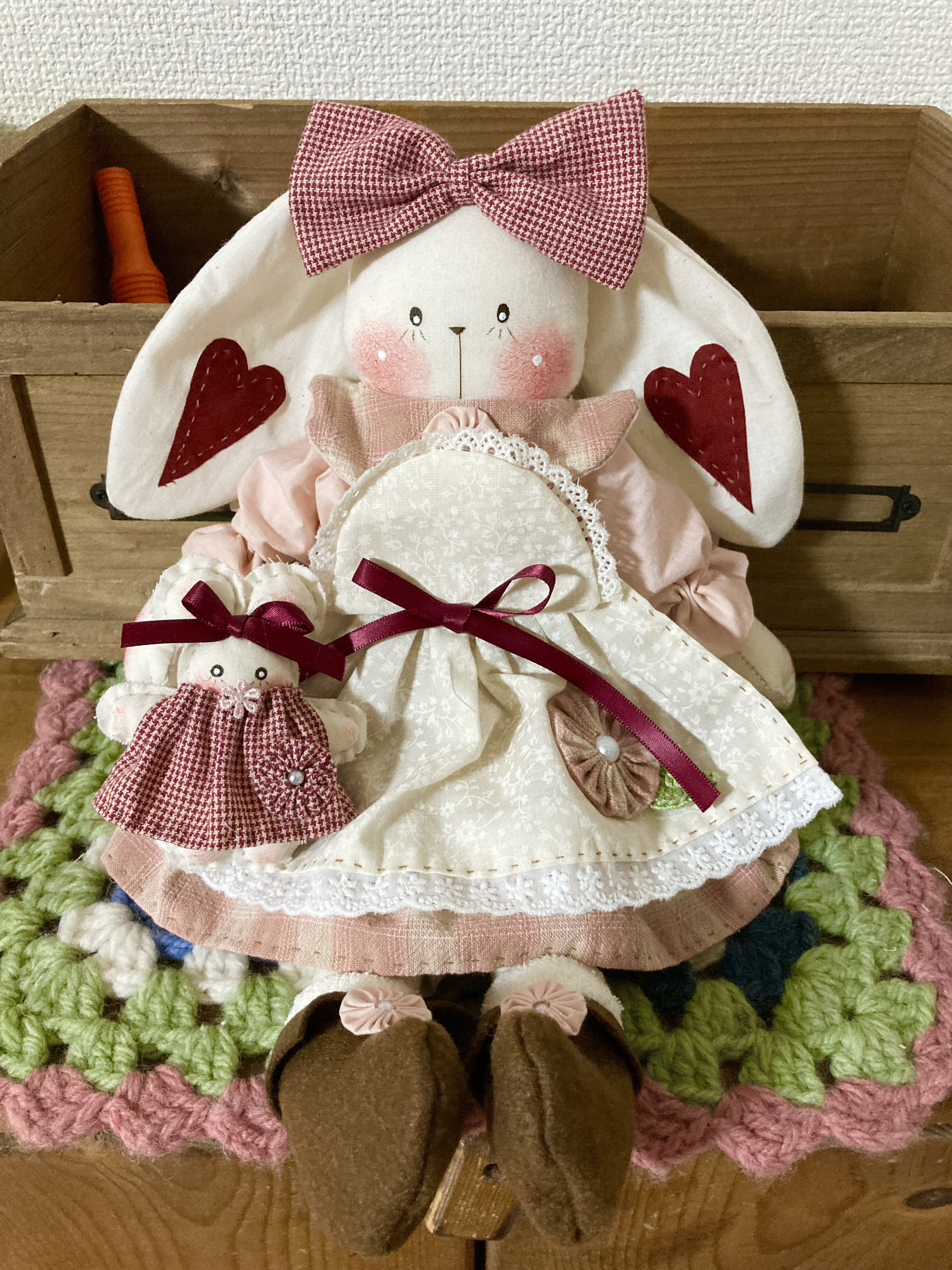 【約16cm 】手が動く♡肉球おすわりぬい服 アンティークピンク 垂れ耳うさぎ cu-f0228_4.jpg