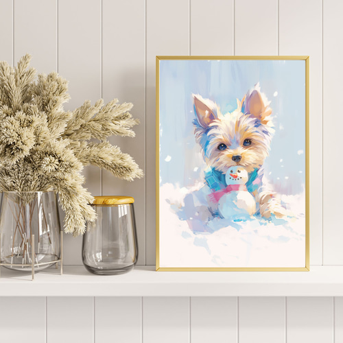 雪犬戯舞 - ヨークシャーテリア犬 No.3】ヨーキー・クリスマス・冬