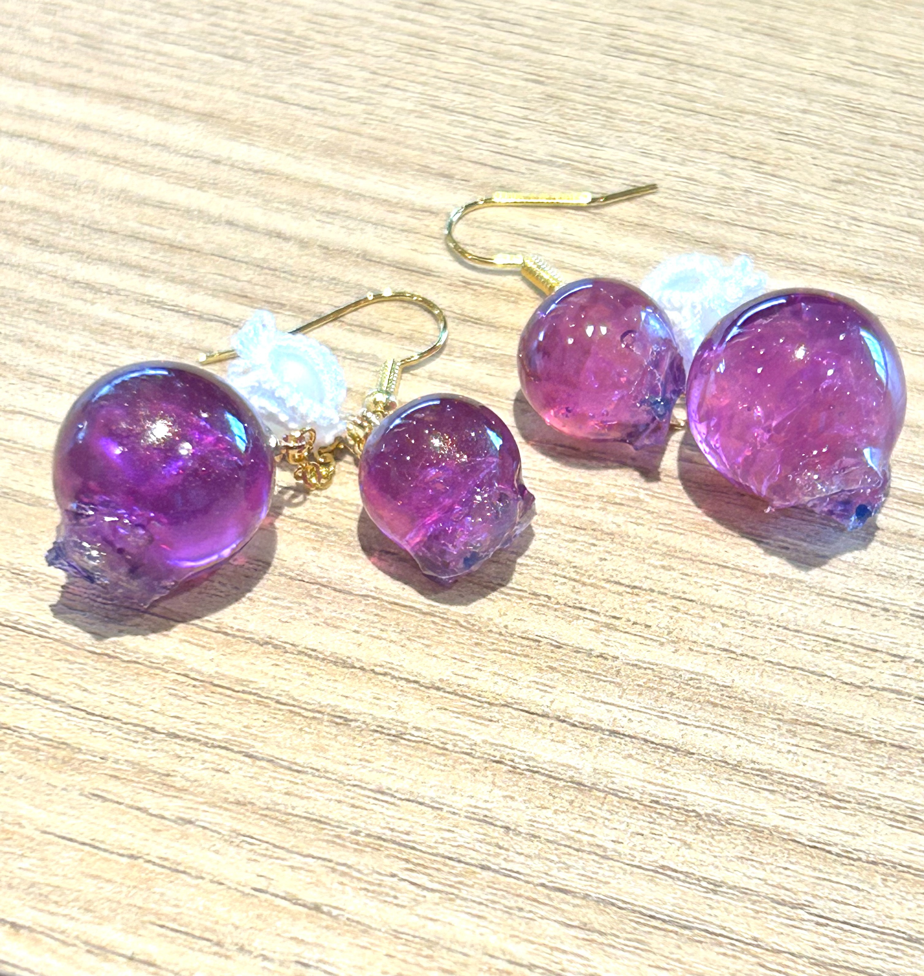 ★コラボ★うる艶ブルーベリーピアス(クリアパープル)