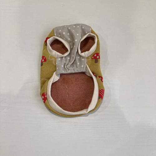 犬服 タンクトップ きのこ柄(イエロー) XXSサイズ 生成リブ ペット服