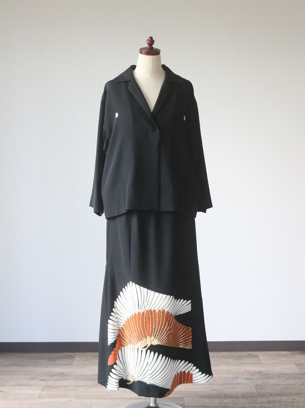 【着物リメイクオーダー】テーラーカラーショートジャケット＆マーメイドスカート（裏地あり）