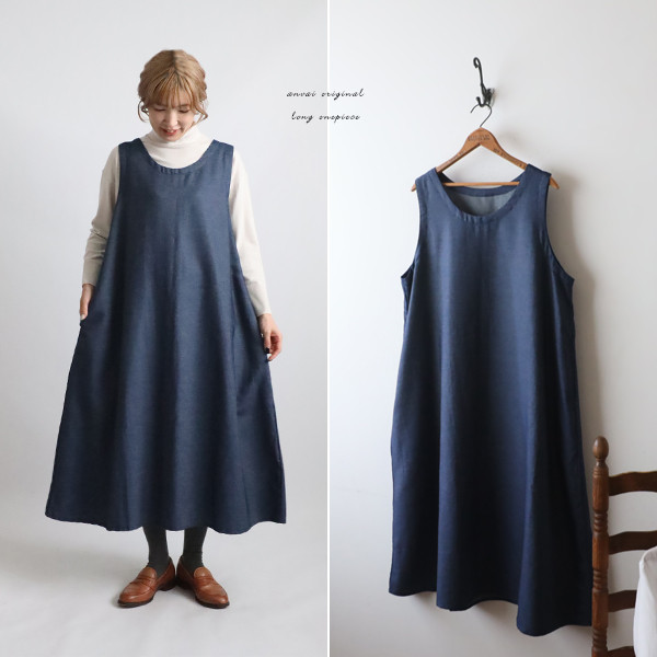 ラスト１　１２０ｃｍ かぶるだけ　Aライン　ワンピース　ジャンパースカート　ゆったりノースリーブ甘織デニムG32 9,196円