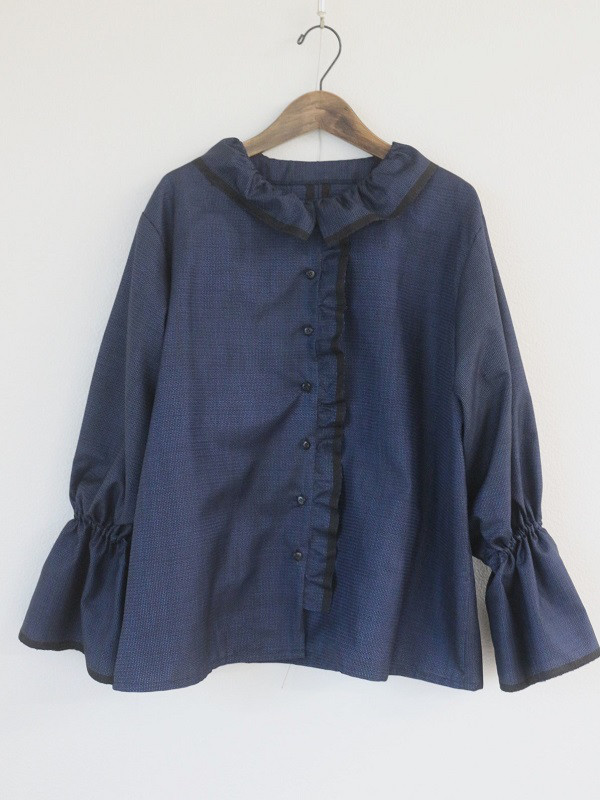 【着物リメイクオーダー】ダブルフリルブラウス