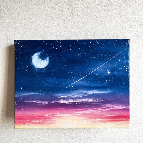 Earth【原画】大人ネイビーの空〜美しい夜(チョークアート.オイル