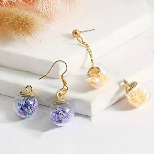 【えっちゃんと娘】カラフル星ラメ ガラスドームチャーム 15個セット えっちゃんと娘様専用】カラフル星ラメ ガラスドームチャーム 15