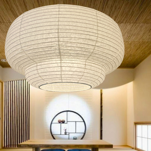 径67㎝大和紙提灯B照明ペンダント灯具付き白 その他素材 けん 通販