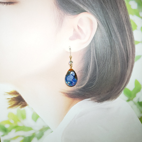 No.1152-A クラゲ☆海☆ピアス・イヤリング(しずく型・ゴールド 