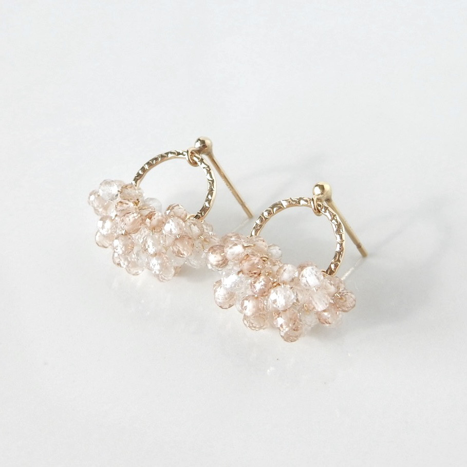 〖高品質/Sサイズ〗インペリアルトパーズハーフリースピアス/イヤリング 14kgf【1623】
