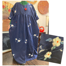 辻ヶ花の訪問着の紬の着物からの前開きワンピースコート(ショール付き 