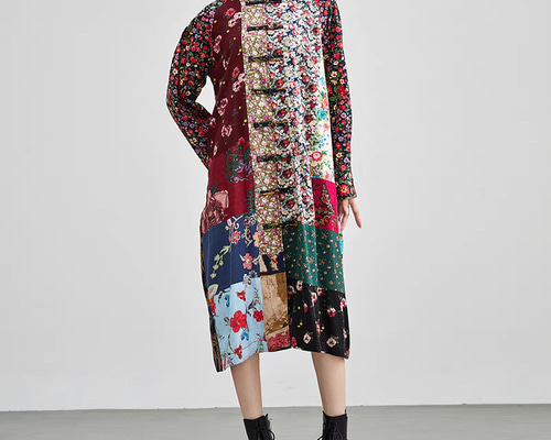 めがねばぁ様リクエスト 慈雨 ストライプ パッチワーク ワンピース 羽織り めがねばぁ様リクエスト 慈雨 ストライプ パッチワーク