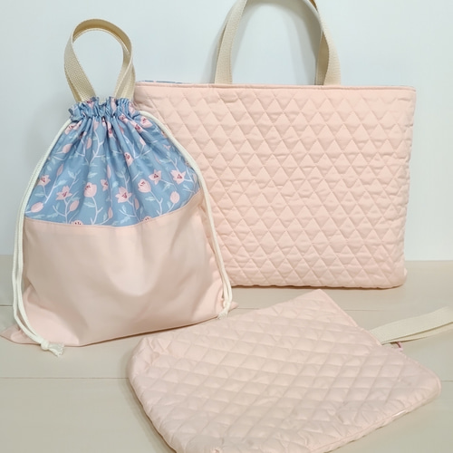 花柄選べる♪リボン付き♡入園入学3点セット(シェルピンク