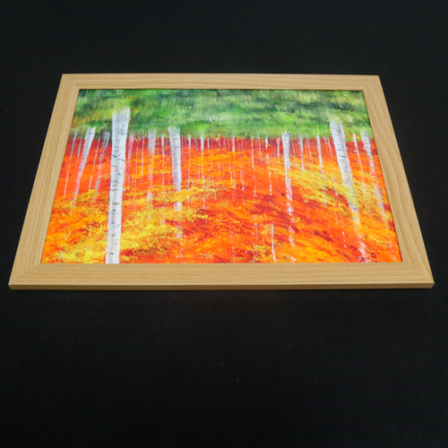 油絵 油彩 油彩画 絵画【白樺の紅葉】 絵画 HR 通販 18450465