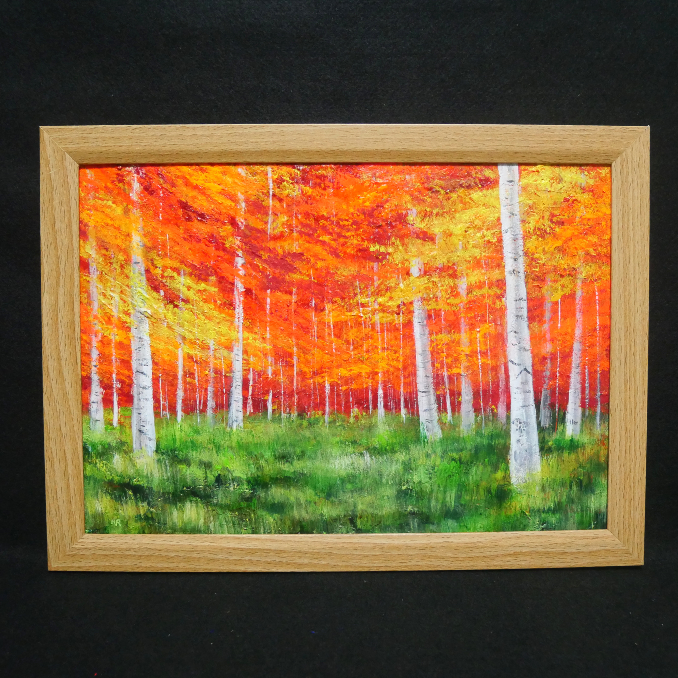 油絵 油彩 油彩画 絵画【白樺の紅葉】 絵画 HR 通販 18450465