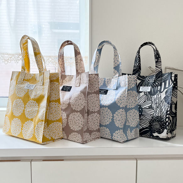 ランチバッグ】ラミネート ミニトートバッグ 北欧テイスト/お弁当入れ