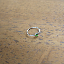 （獨一無二/Silver925）寶石級鉻透輝石銀戒指（4 毫米，尺寸 11） 第4張的照片