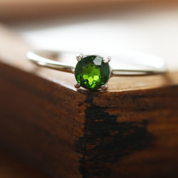 （獨一無二/Silver925）寶石級鉻透輝石銀戒指（4 毫米，尺寸 11） 第2張的照片